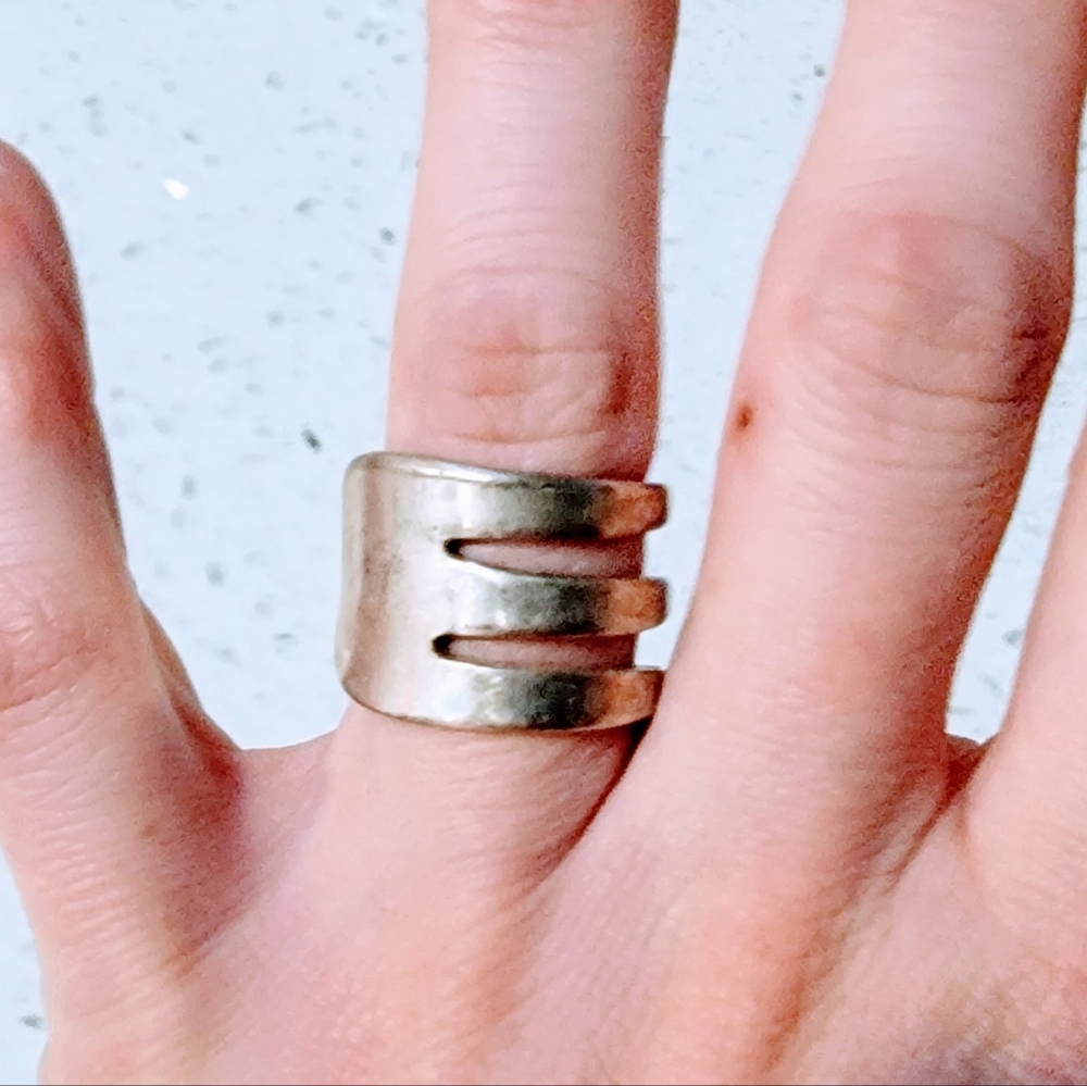 Fork Silver Plated Ring - image 3